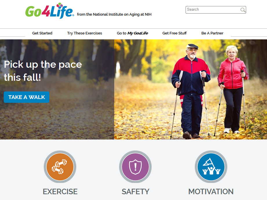 Screen capture of the homepage for the Go4Life website.