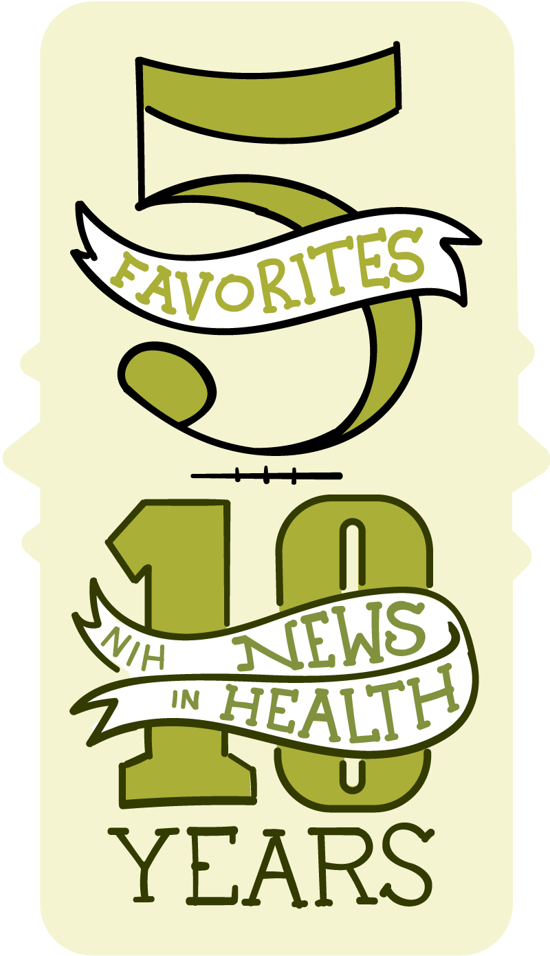 Illustration that reads: 5 favorites, 10 years.