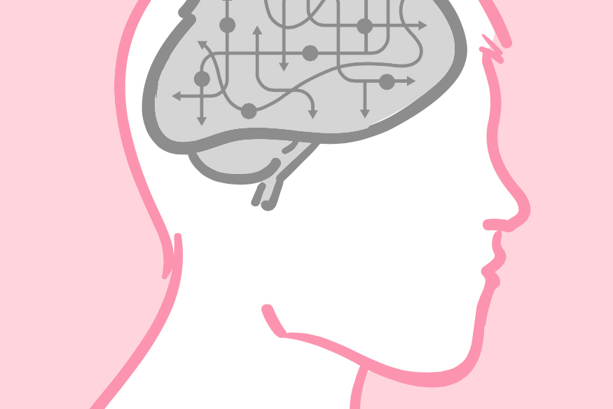 Illustration of circuits and arrows inside a man’s brain.