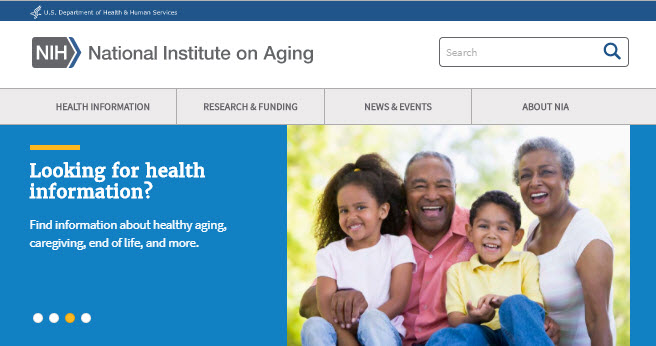 Screenshot of the aging information website.