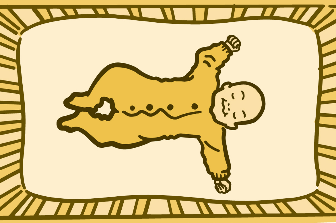 Illustration of a baby sleeping on back in crib