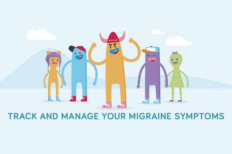Migraine trainer app cartoon graphic