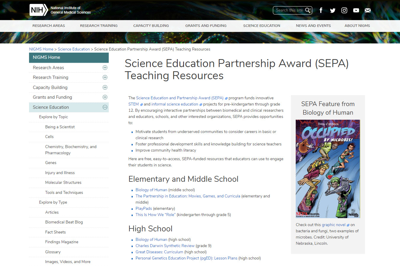 Screenshot STEM teaching tools website