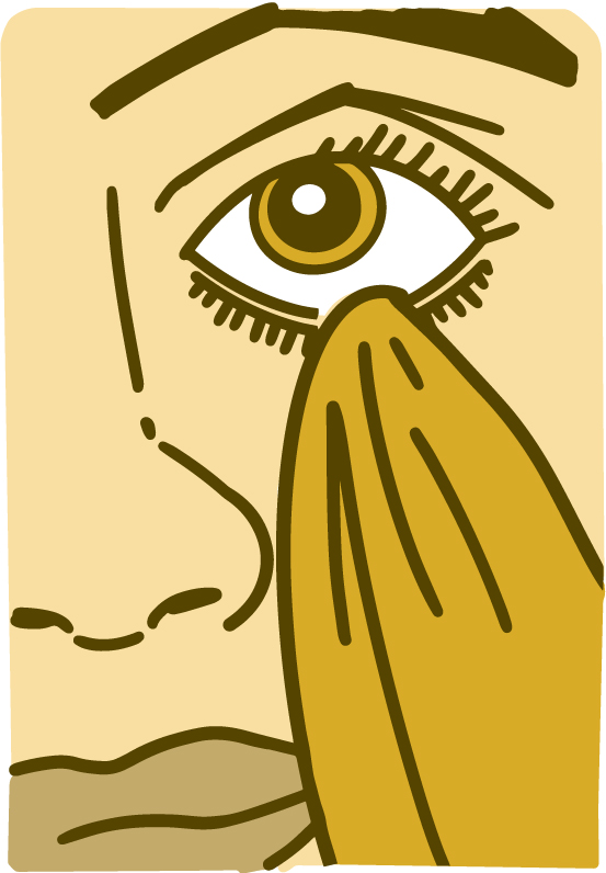 Illustration of a person cleaning their eyelid with a washcloth