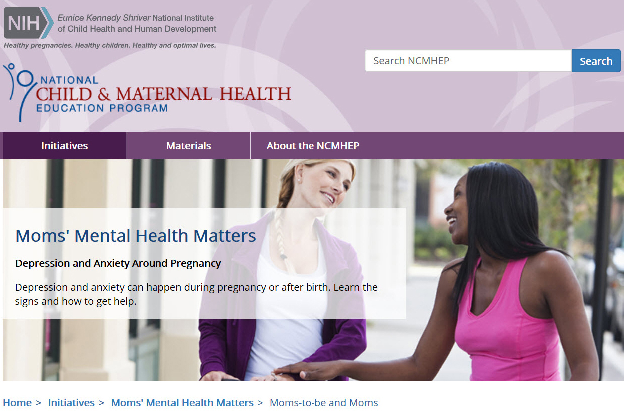 Screenshot of the Moms Mental Health Matters website