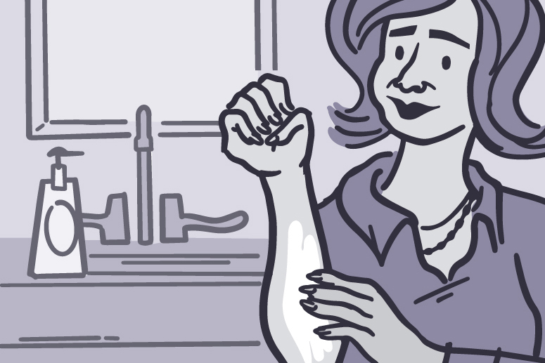 Illustration of person putting cream on their arm