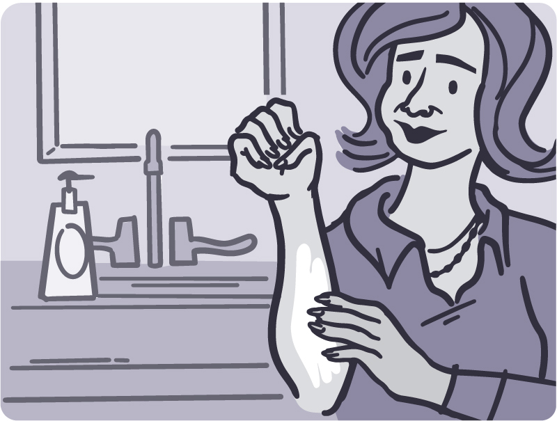 Illustration of a person putting cream on their arm