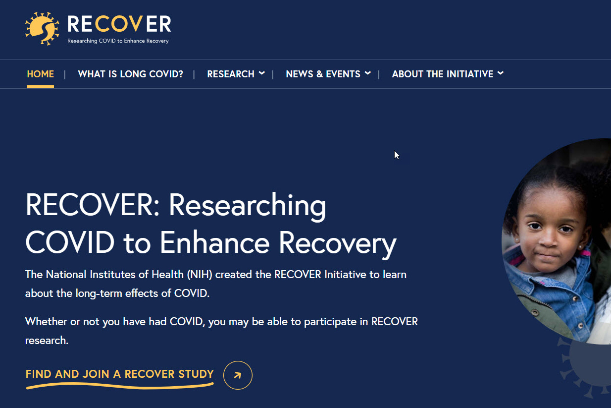 Screenshot of the RECOVER website.