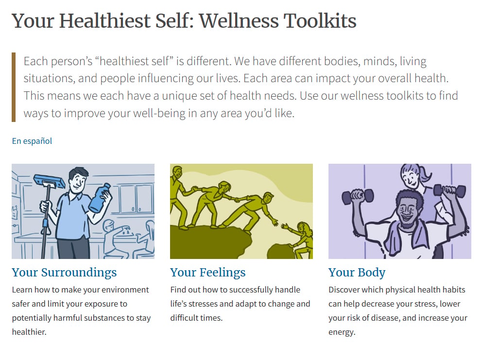 Screenshot of NIH’s Your Healthiest Self website. 