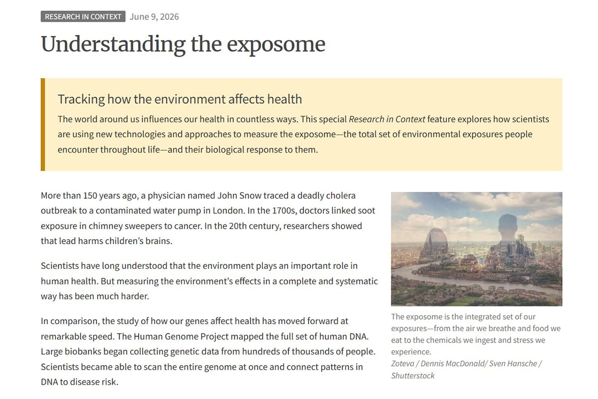 Screenshot of NIH’s Research in Context website.