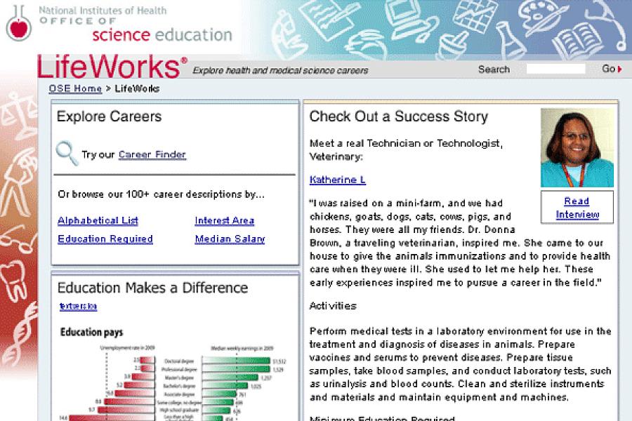 Screen capture of LifeWorks website