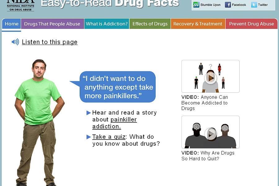 Screen capture of the homepage for Easy-to-Read Drug Facts.