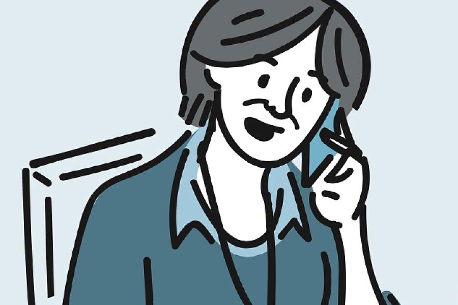 Illustration of a woman checking her calendar and talking on the phone.