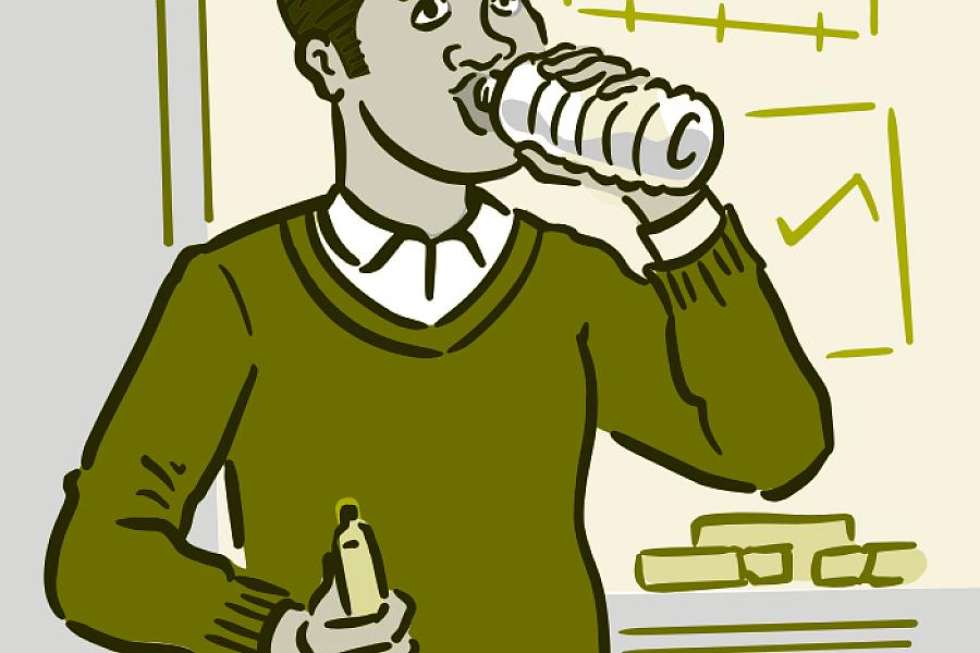 Illustration of a man drinking water.