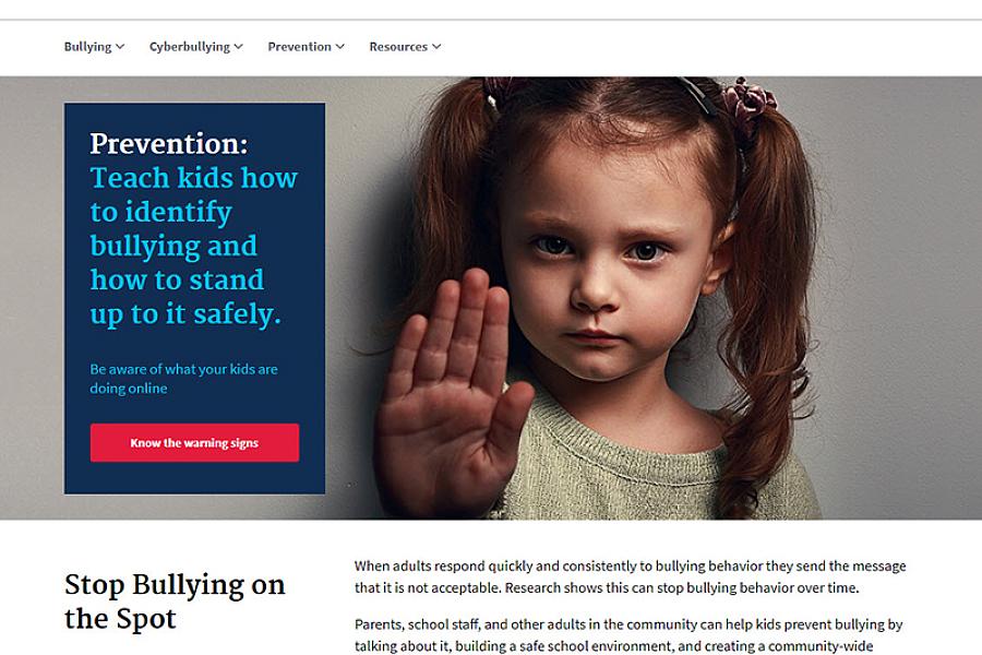 Screenshot of stopbullying.gov