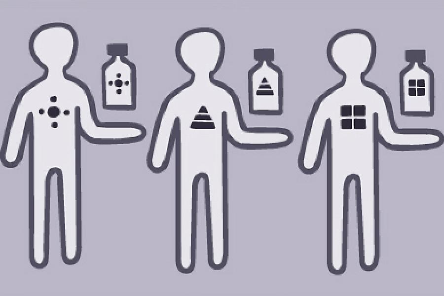 Illustration of people holding medication. Illustration of people holding medication.