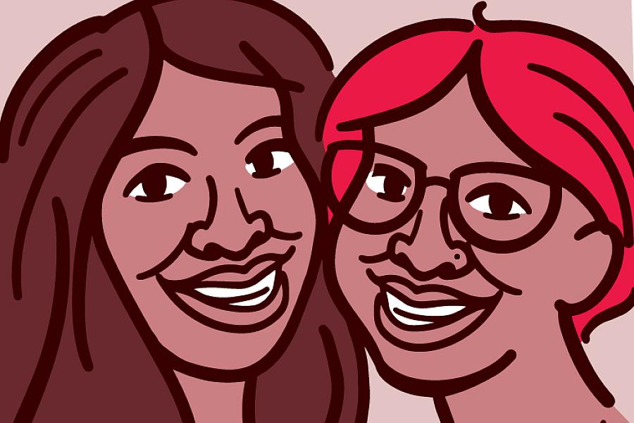 Illustration of twin girls Illustration of twin girls