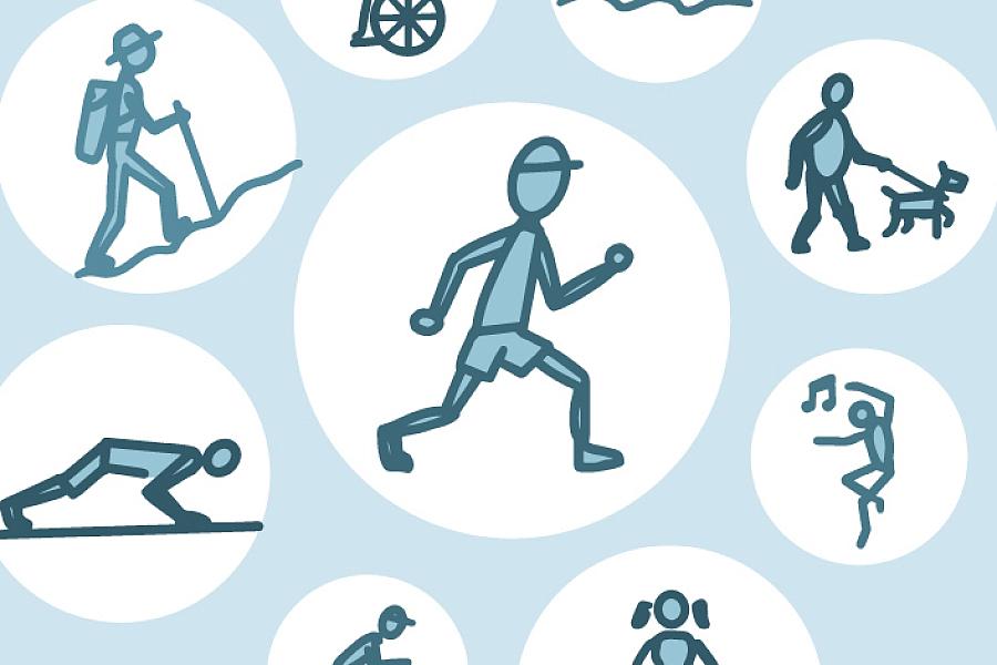 Illustration of people doing different types of physical activity
