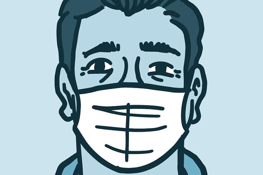 Illustration of a man wearing a mask