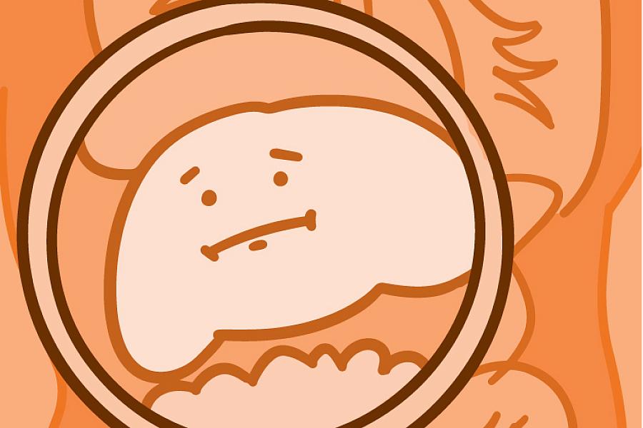 Illustration of a liver frowning Illustration of a liver frowning