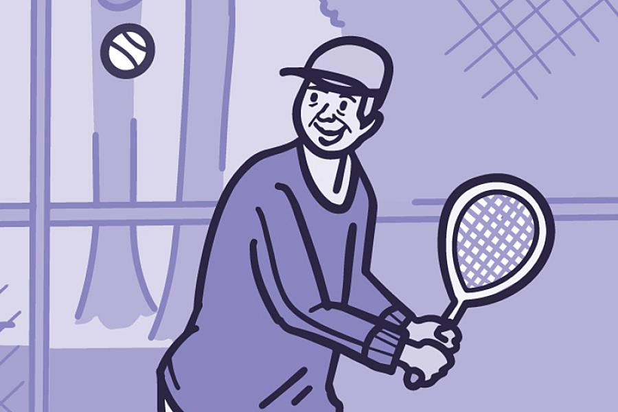 Illustration of a person playing tennis.