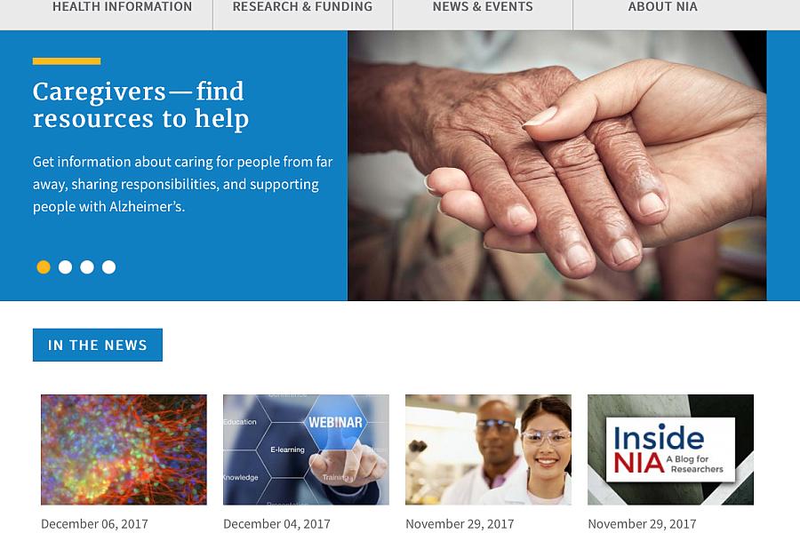 Screenshot of the National Institute on Aging website.