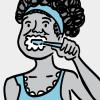 Illustration of woman brushing her teeth.