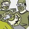 Illustration of a patient receiving anesthesia in the operating room.