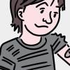 Illustration of boy looking at a Band-Aid on his vaccinated arm.