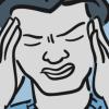 Illustration of a man with a pained expression holding his hands to his forehead Illustration of a man with a pained expression holding his hands to his forehead.