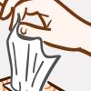 Illustration of a hand pulling a tissue from a box.