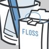Illustration of a plastic box of dental floss.