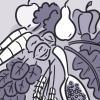 Illustration of fruits, vegetables, and grains.