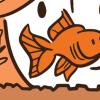 Illustration of woman looking at goldfish