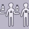 Illustration of people holding medication.