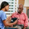 Man getting blood pressure taken.