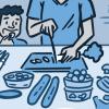 Illustration of a parent and child preparing a healthy meal together