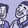 Illustration of a man wearing a hearing aid Illustration of a man wearing a hearing aid
