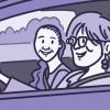 Illustration of a woman driving wearing bioptic telescope Illustration of a woman driving wearing bioptic telescope