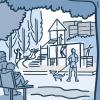 Illustration of people enjoying a neighborhood park Illustration of people enjoying a neighborhood park