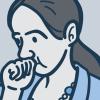 Illustration of a woman with heartburn Illustration of a woman with heartburn