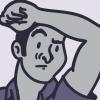 Illustration of a man smelling his armpit Illustration of a man smelling his armpit