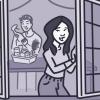 Illustration of a woman opening the window Illustration of a woman opening the window
