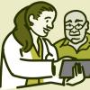Illustration of a doctor talking with patient Illustration of a doctor talking with patient