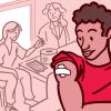 Illustration of a man getting the flu shot