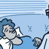 Illustration of a patient undergoing hypnosis by their health care provider Illustration of a patient undergoing hypnosis by their health care provider