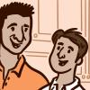 Illustration of a father talking to his teenage son Illustration of a father talking to his teenage son