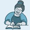 Illustration of a woman journaling Illustration of a woman journaling