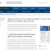 Screenshot of the Taking Control of Your Mental Health website