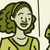 Illustration of a woman looking at a saline rinse bottle over the bathroom sink